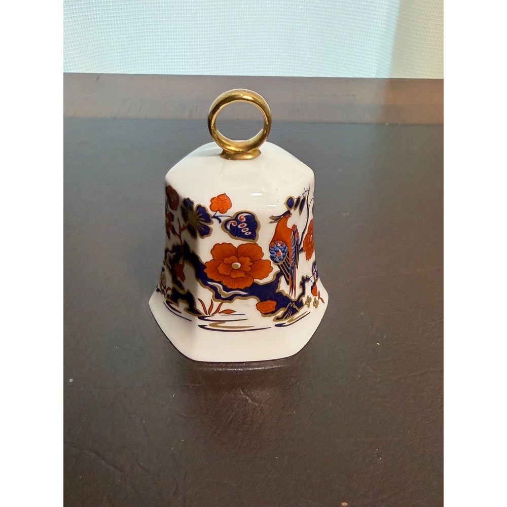 Aynsley Bird of Paradise Bone China Bell Vintage English Floral Gold Trim 1850